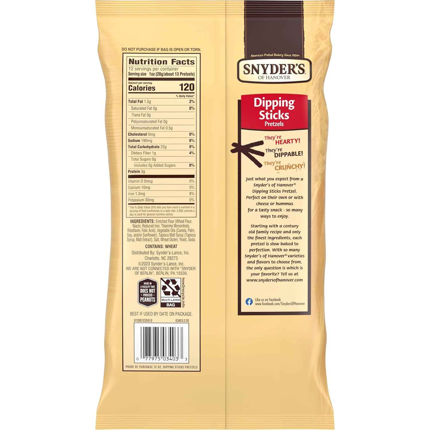 Snyder's of Hanover Pretzel Dipping Sticks – Homemade Holiday Treat Gift for Grandparents and Grandchildren
