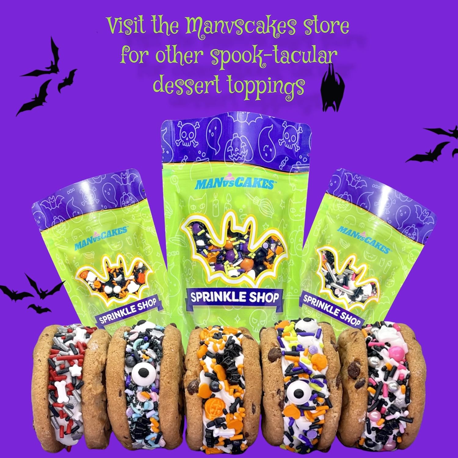 Manvscakes Halloween Sprinkles - Kid-Friendly Edible Sprinkles for Classroom Halloween Party Treats, Ghost and Pumpkin Mix, 8oz