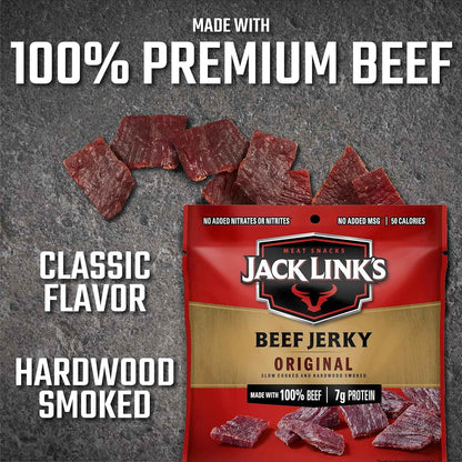 Jack Link's Original Beef Jerky Single-Serve Packs – Kid-Friendly Lunchbox Protein Snack for School Cafeteria
