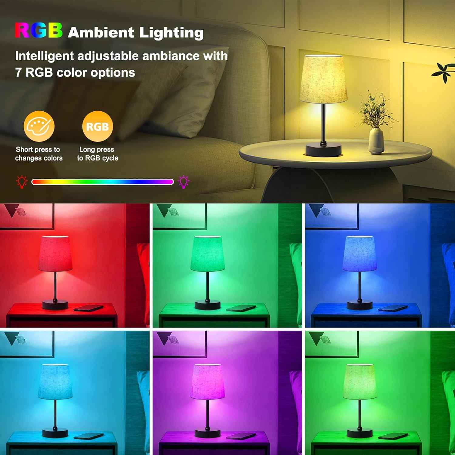 BRIGHTY — Calming Cordless Night Lamp for Bedtime Wind-Down Routine, Warm 3000K Light with Stepless Dimming