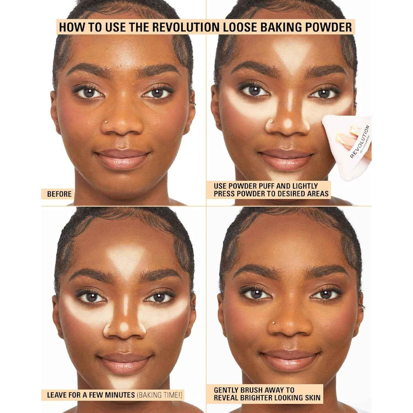 Revolution Loose Baking Powder – One-Jar Vanity Essential, Universal Translucent Setting Powder, 1.12 oz