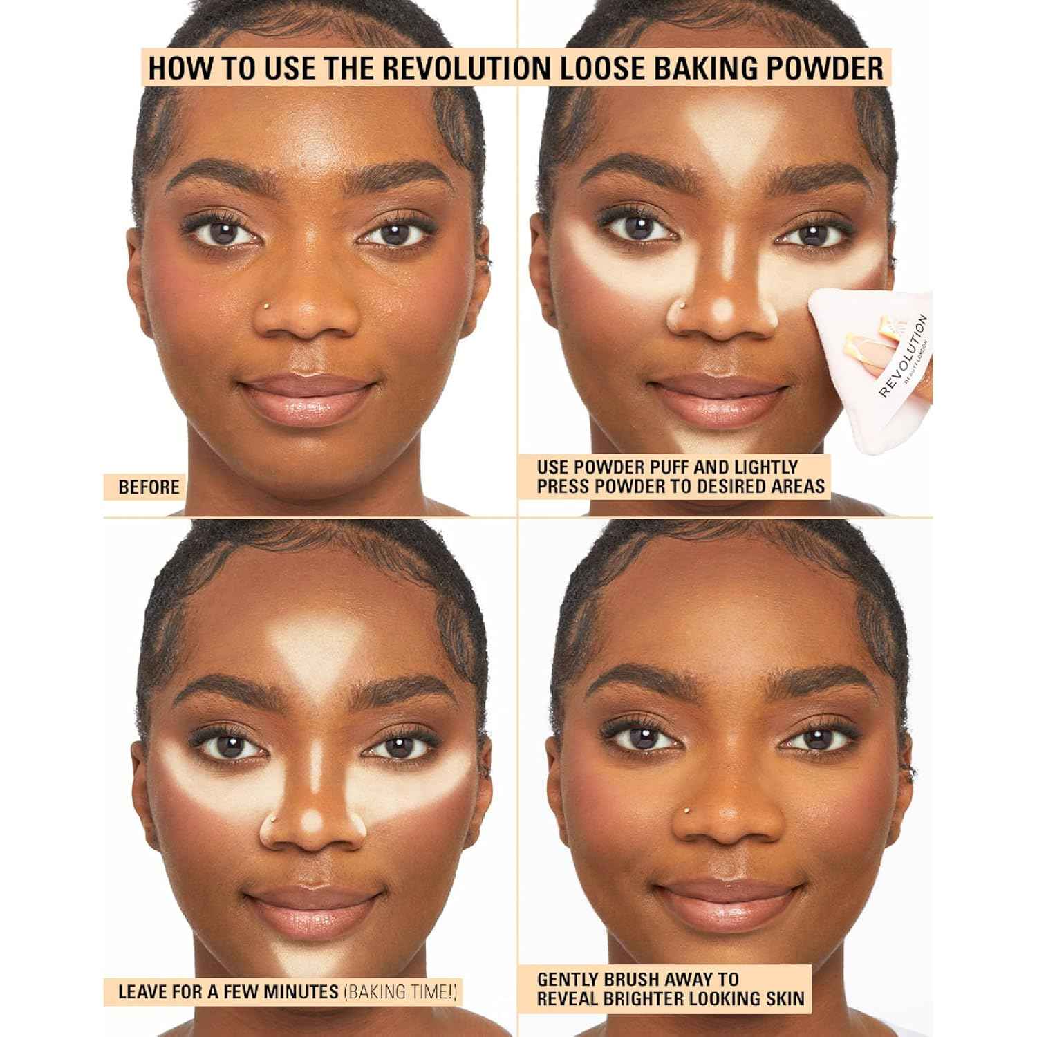 Revolution Loose Baking Powder – One-Jar Vanity Essential, Universal Translucent Setting Powder, 1.12 oz