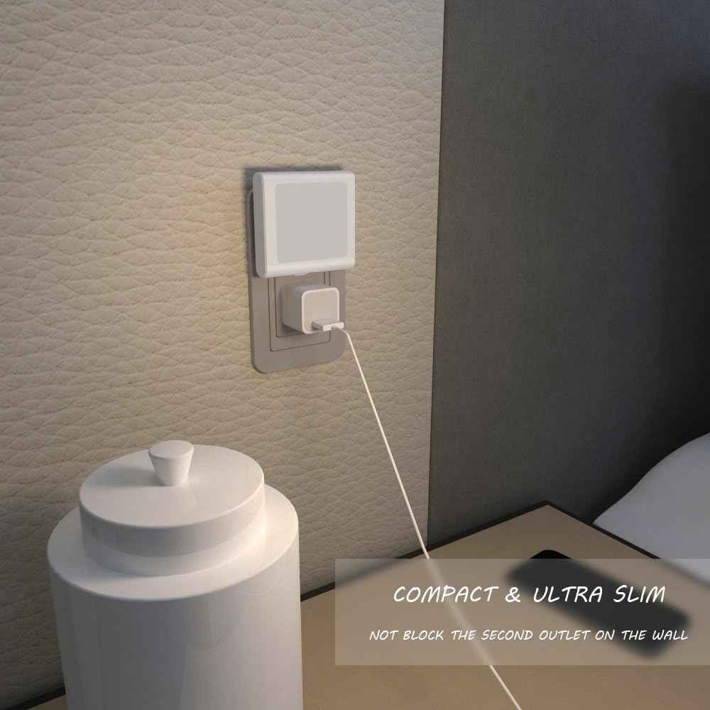 MAZ-TEK Minimalist Plug-In LED Night Light – Stepless Dimming and Auto Sensor for Clean Modern Interiors