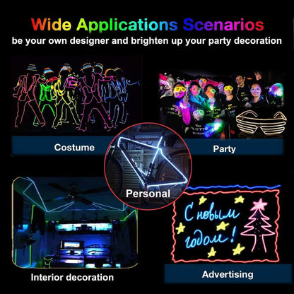 MaxLax EL Wire — DIY Neon Sign Making, Cuttable Glowing Wire for Custom Wall Art Projects