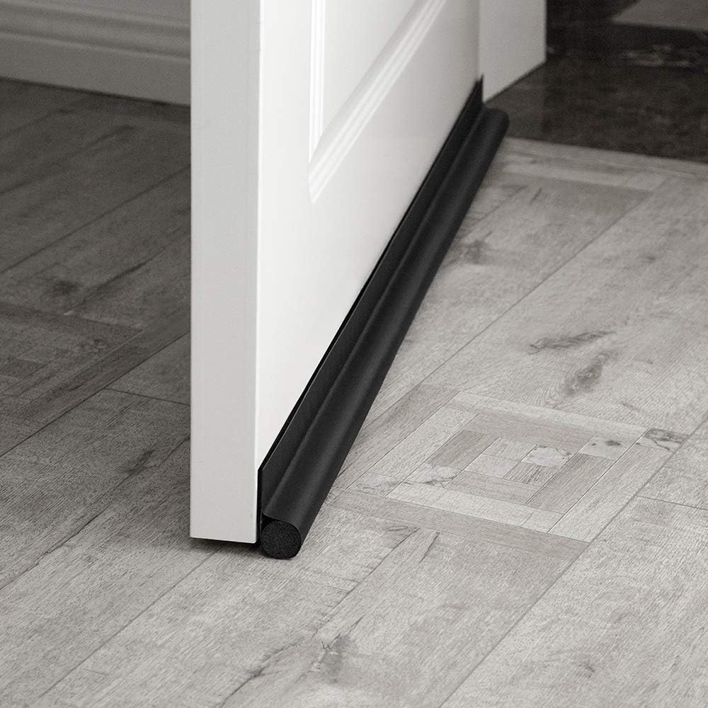 MAXTID Door Draft Stopper 36 Inch Black Adjustable Door Draft Blocker Slim Under Door Draft Guard for Minimalist Home