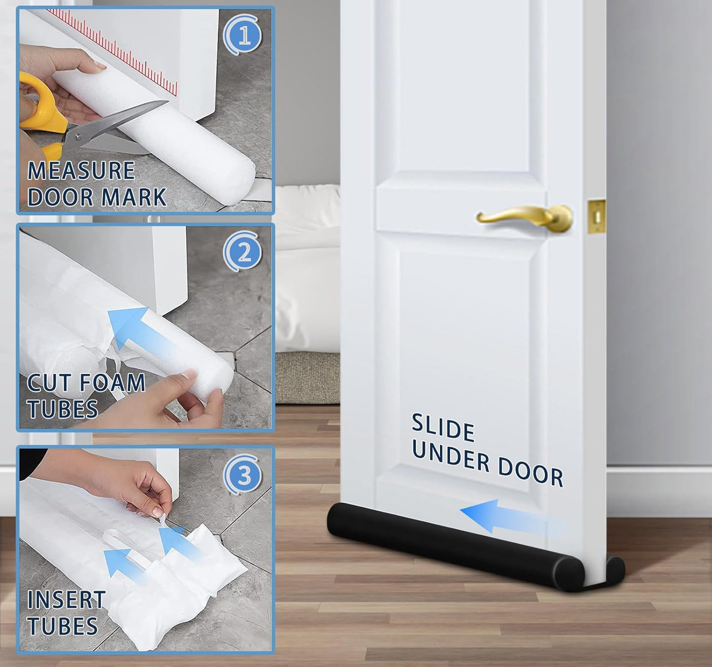 MAXTID Under Door Draft Stopper – Sleek Bedroom Door Decor That Blocks Cold Air and Noise for a Cozy Home Atmosphere