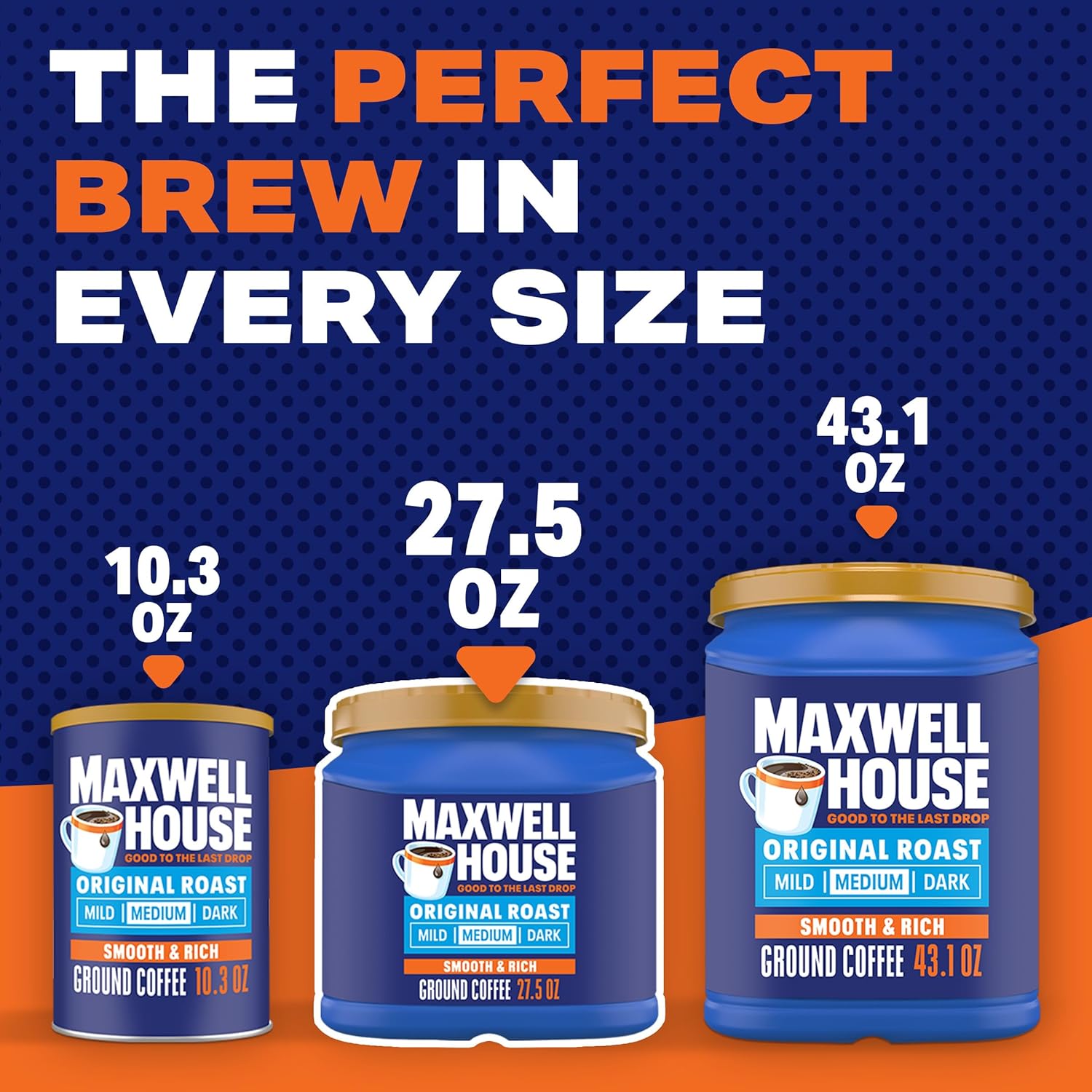 Maxwell House 27.5oz Ground Coffee Medium Original Roast – Single Bulk Canister for a Clean Uncluttered Pantry Shelf