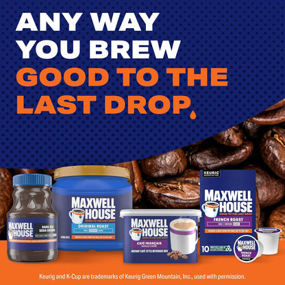 Maxwell House Instant French Vanilla Cafe Beverage Mix – Clutter-Free Pantry Coffee, One Canister No Machine Needed