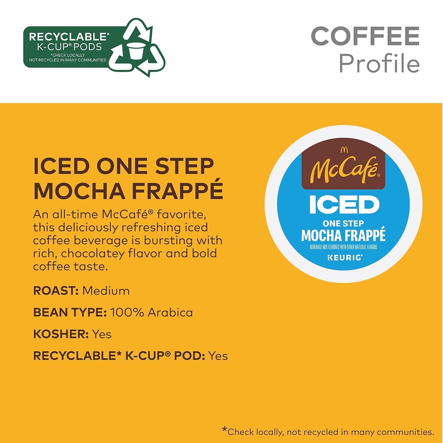 McCafe Iced Mocha Frappe Pods for Patio Entertaining, Keurig Single Serve, 20 Count
