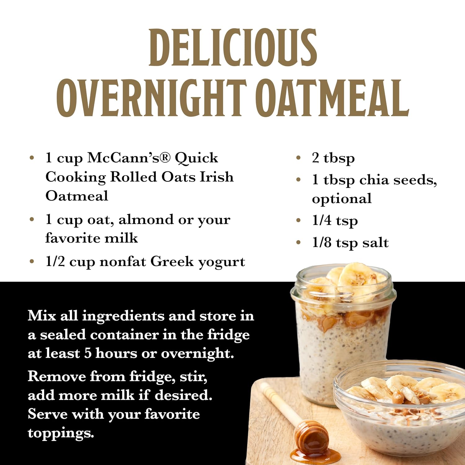 McCann's Kosher Irish Oatmeal Kid-Friendly Family Breakfast with Bananas, Blueberries and Brown Sugar Toppings, 16 oz