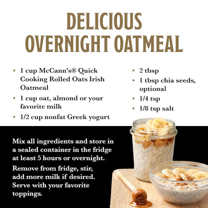 McCann's Kosher Irish Oatmeal Kid-Friendly Family Breakfast with Bananas, Blueberries and Brown Sugar Toppings, 16 oz
