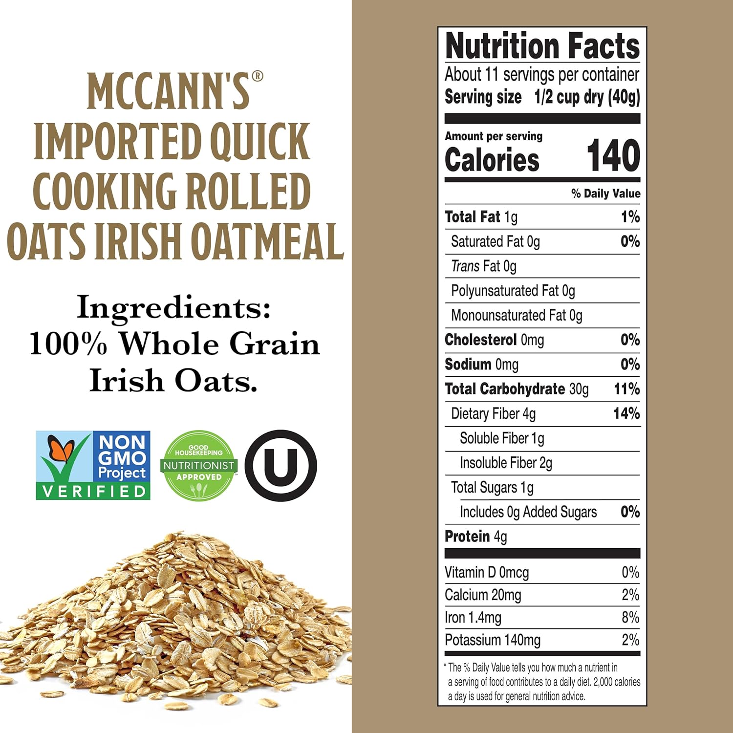 McCann's Kosher Irish Oatmeal Kid-Friendly Family Breakfast with Bananas, Blueberries and Brown Sugar Toppings, 16 oz