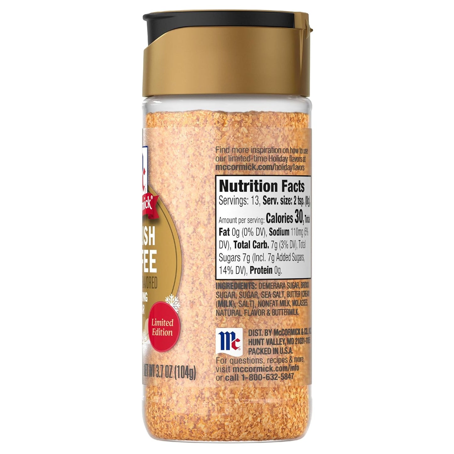 McCormick Finishing Sugar – Cozy Holiday Countertop Decor for the Coffee Bar, Compact Seasonal Shaker Bottle