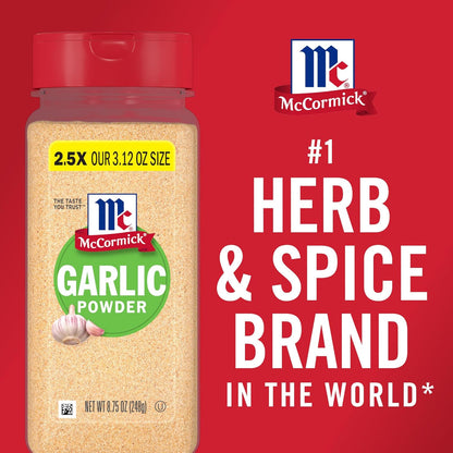 McCormick Garlic Powder – Quick-Dispense Shaker for Busy Meal Prep Routines, 8.75 oz