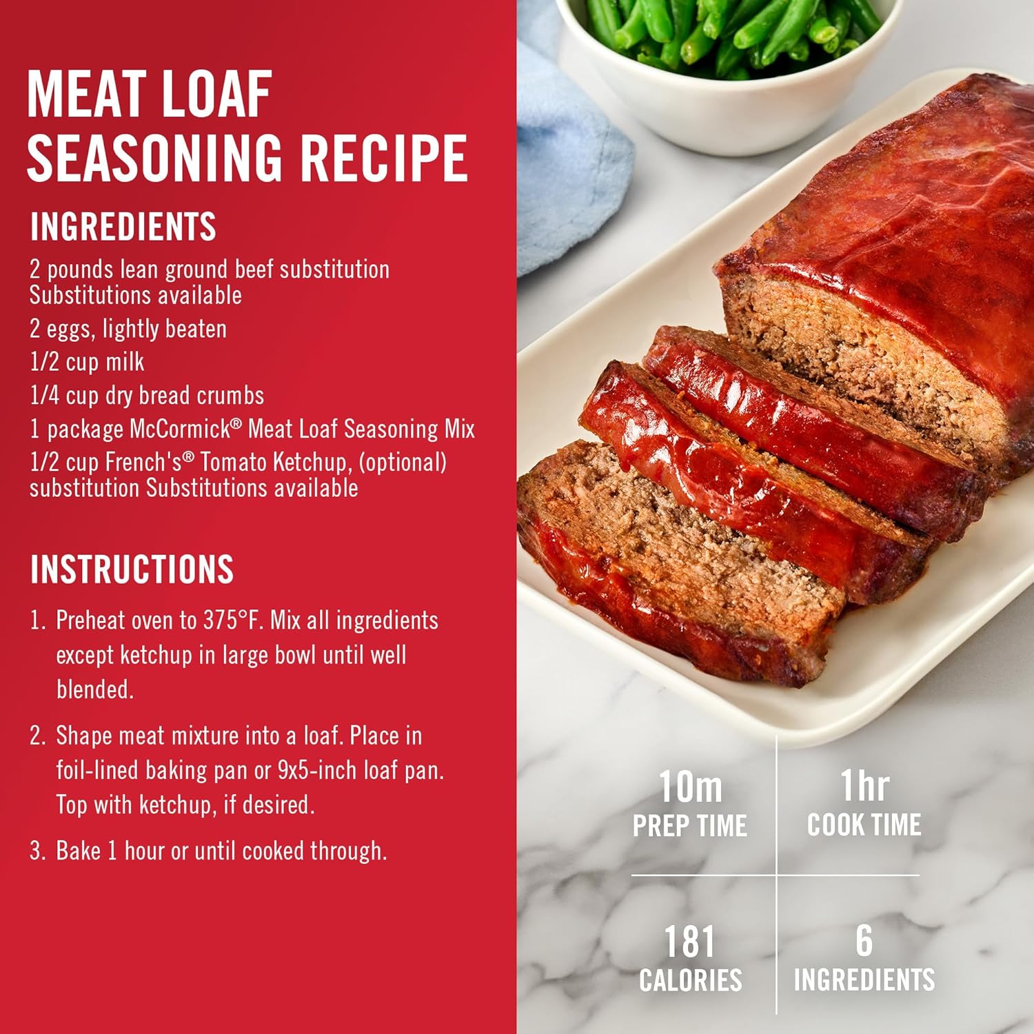 McCormick Meat Loaf Seasoning Mix – Clean-Label Seasoning with Natural Spices for Mindful Family Meals