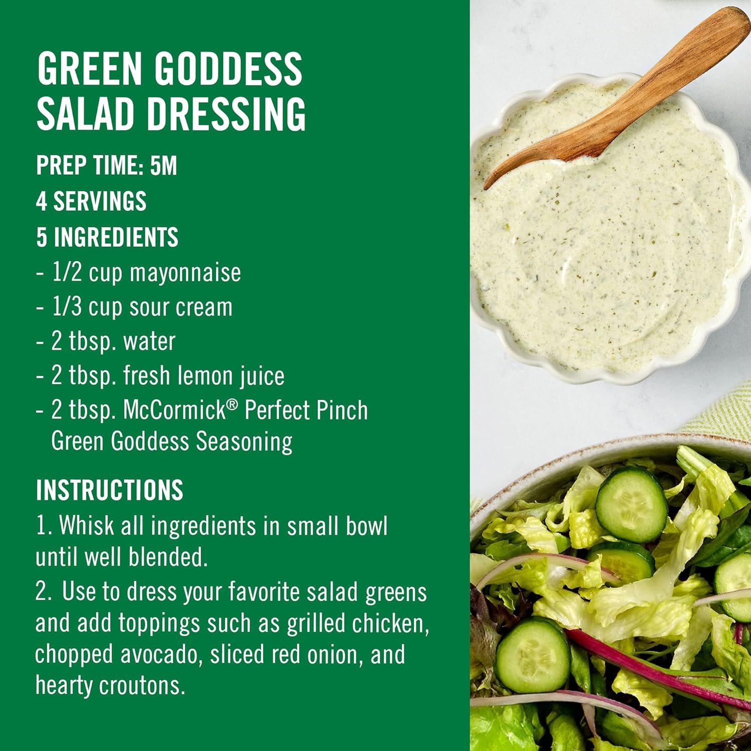 McCormick Perfect Pinch Green Goddess – Single-Bottle All-Purpose Seasoning for Clutter-Free Countertops