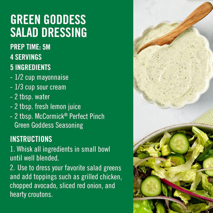 McCormick Perfect Pinch Green Goddess – Single-Bottle All-Purpose Seasoning for Clutter-Free Countertops