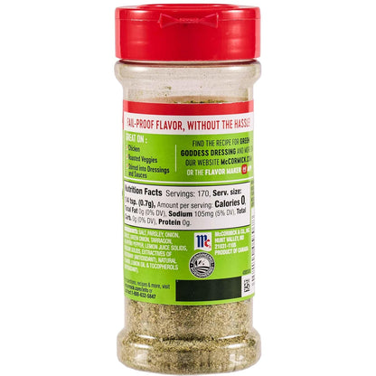 McCormick Perfect Pinch Green Goddess – Single-Bottle All-Purpose Seasoning for Clutter-Free Countertops