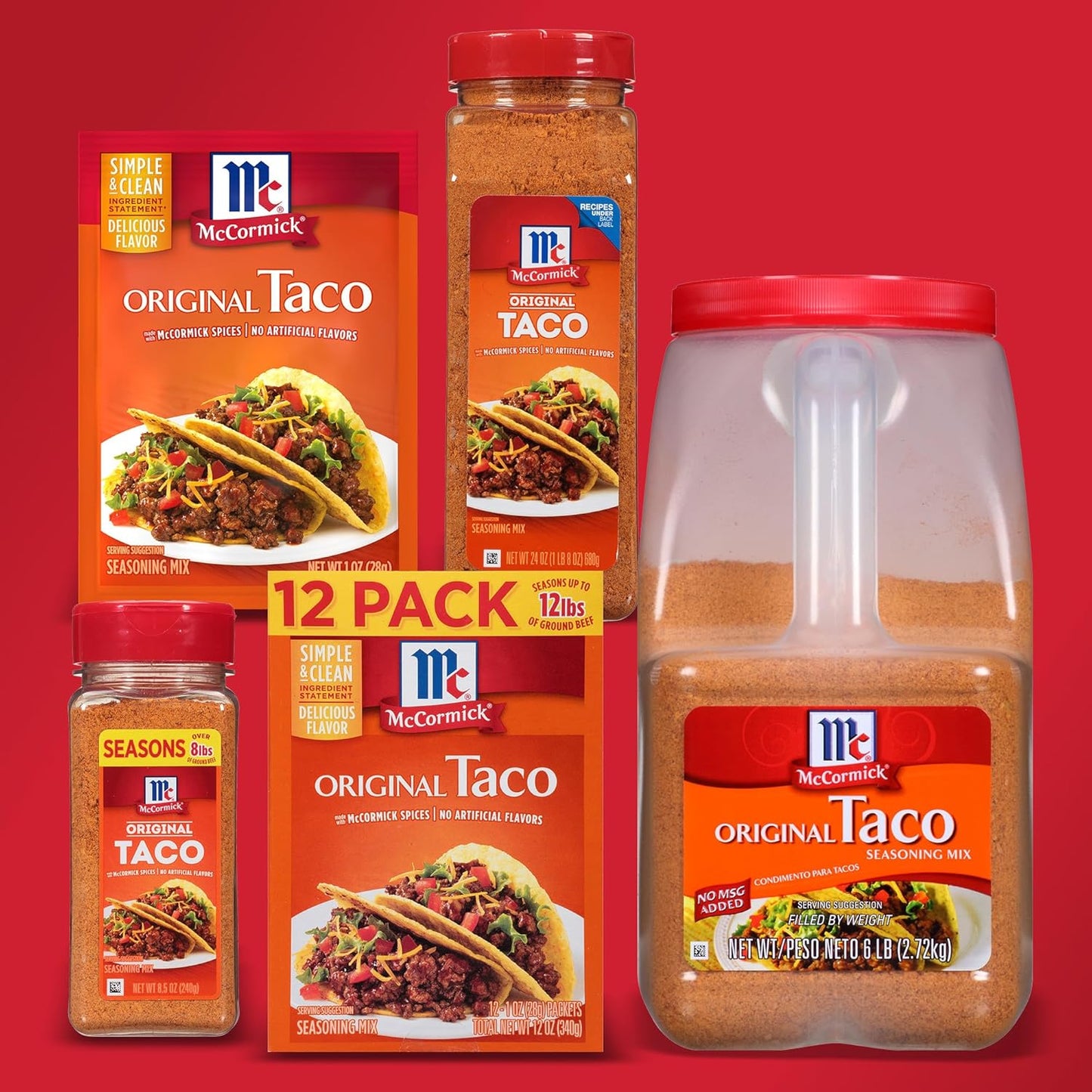 McCormick Taco Seasoning Mix – Clean-Label Pantry Staple, No MSG No Artificial Flavors for Mindful Meal Prep