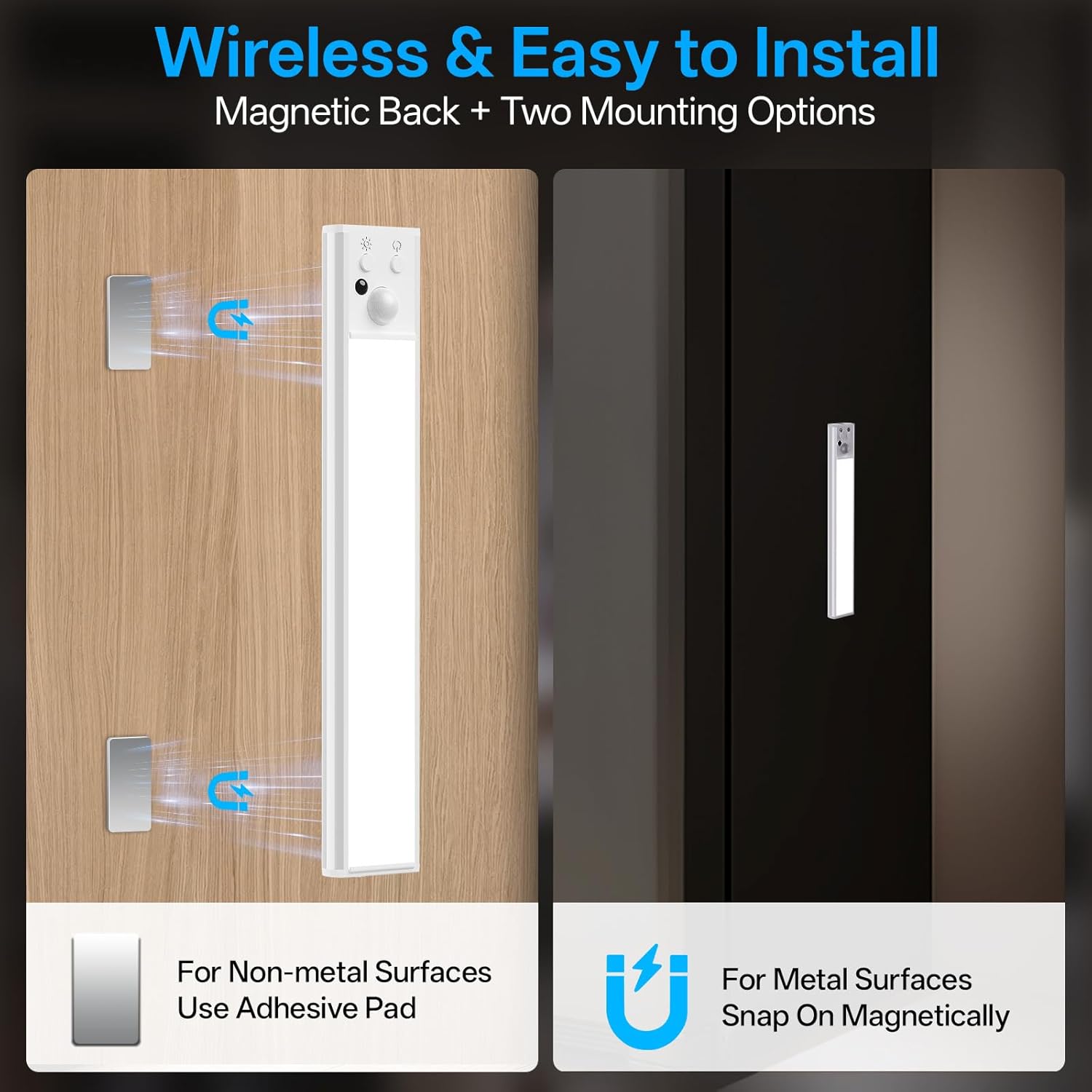 MCGOR Rechargeable Under Cabinet Lights – Thoughtful Housewarming Gift for New Homeowners, LED Bar 2-Pack with Remote