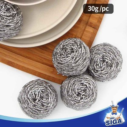 MR.SIGA Stainless Steel Scourer – Heavy-Duty Grill Cleaner for Backyard BBQ and Patio Cookouts, Pack of 6