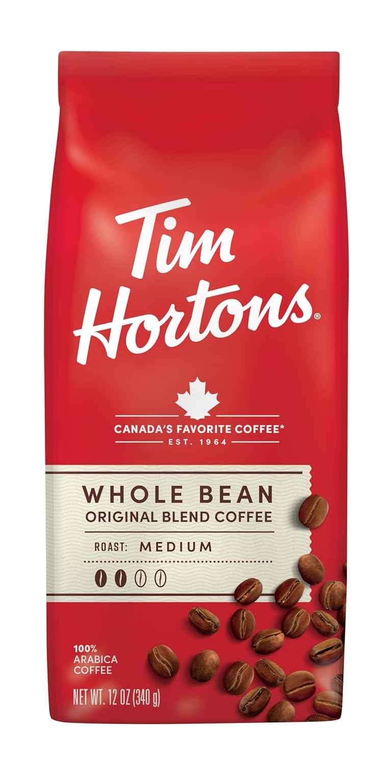 Tim Hortons Whole Bean Original Medium Roast Coffee – Housewarming Gift for Coffee Lovers, 12 oz Bag