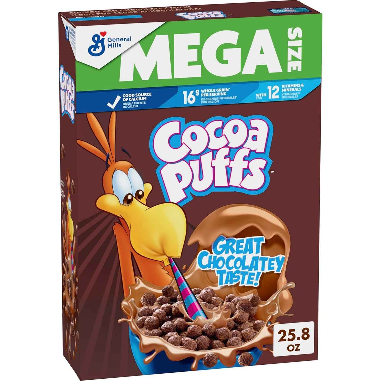 Cocoa Puffs Travel-Friendly Chocolatey Cereal, Ready-to-Eat Snack for Road Trips, Mega Size, 25.8 oz