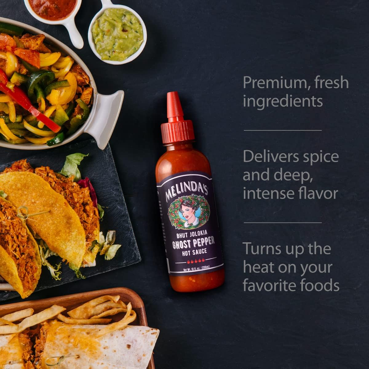 Melinda's Ghost Pepper Hot Sauce - Premium Gourmet Condiment for Elevated Home Dining, Crafted with Bhut Jolokia and Habanero, 10oz