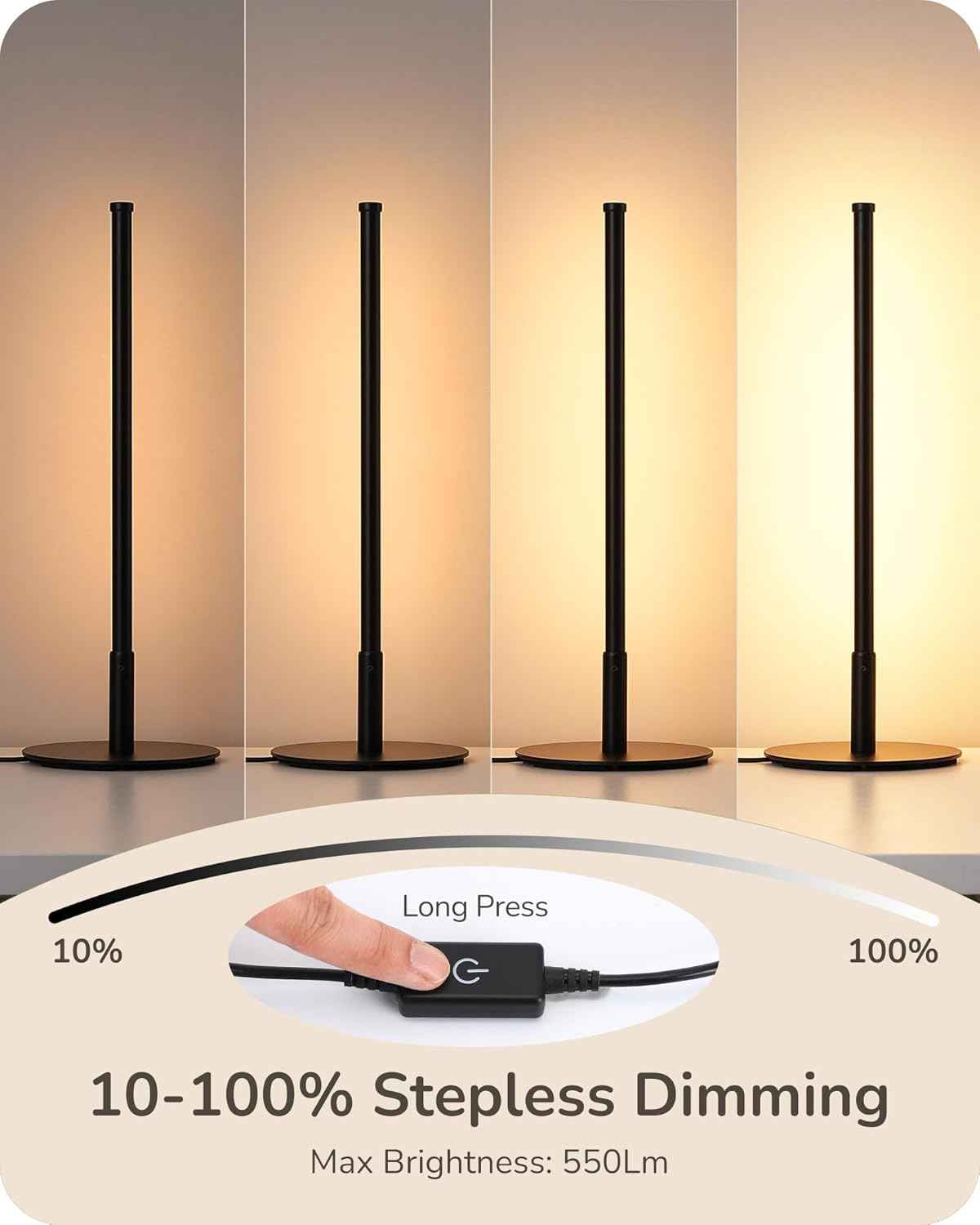 EDISHINE Warm Dimmable Bedside Lamp – Calming Wind-Down Light for Evening Routines