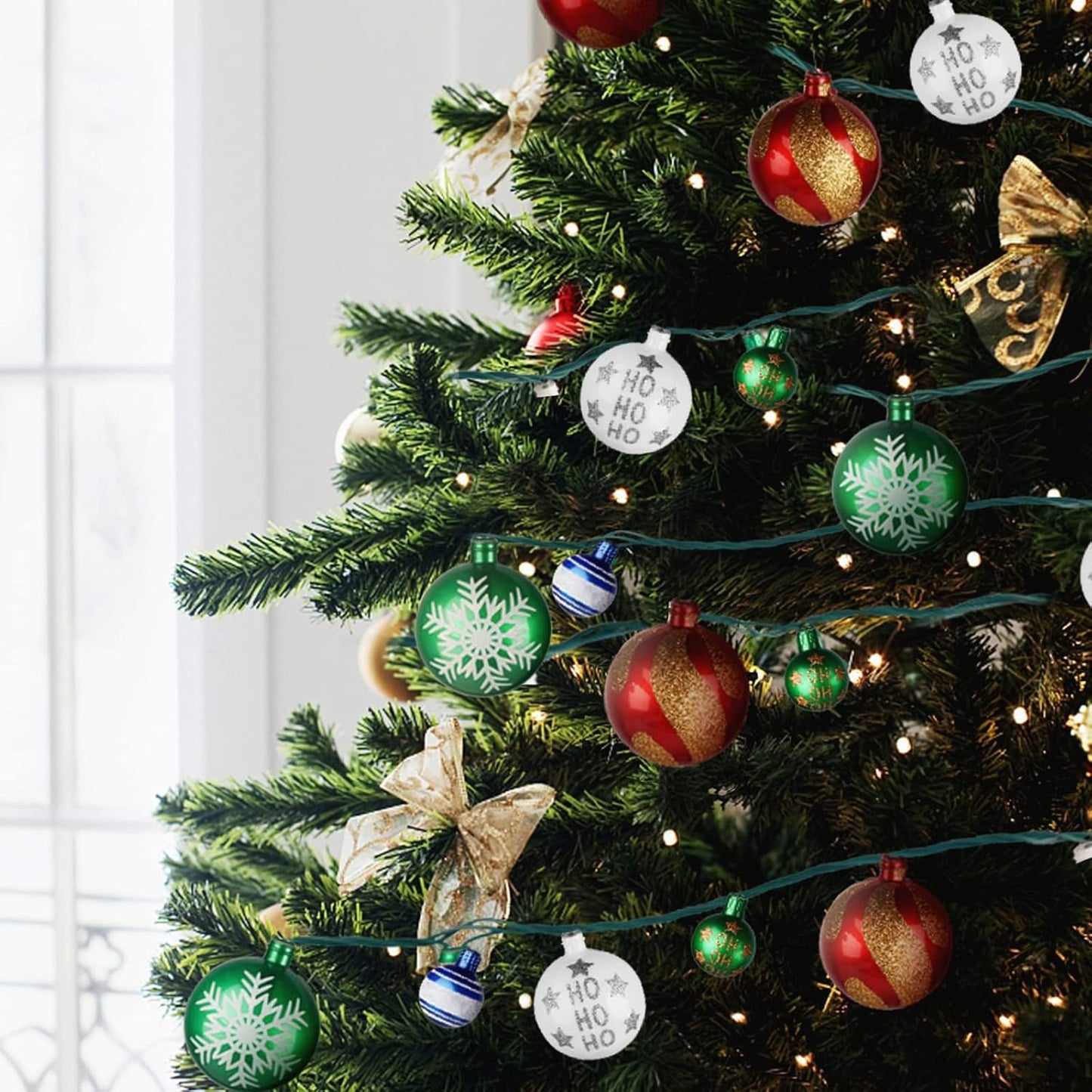 MerryMuse No Flame No Wax Ornament Lights for Kids Bedroom, 28ft Resin Ball String with Star and Cloud Patterns