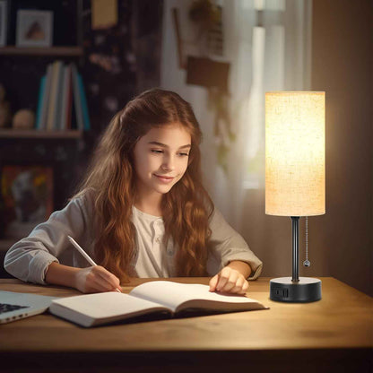 Modern Minimalist Table Lamp for Bedroom, Compact 4.4 Inch Base Reading Light with 2700K 4000K 5000K Modes