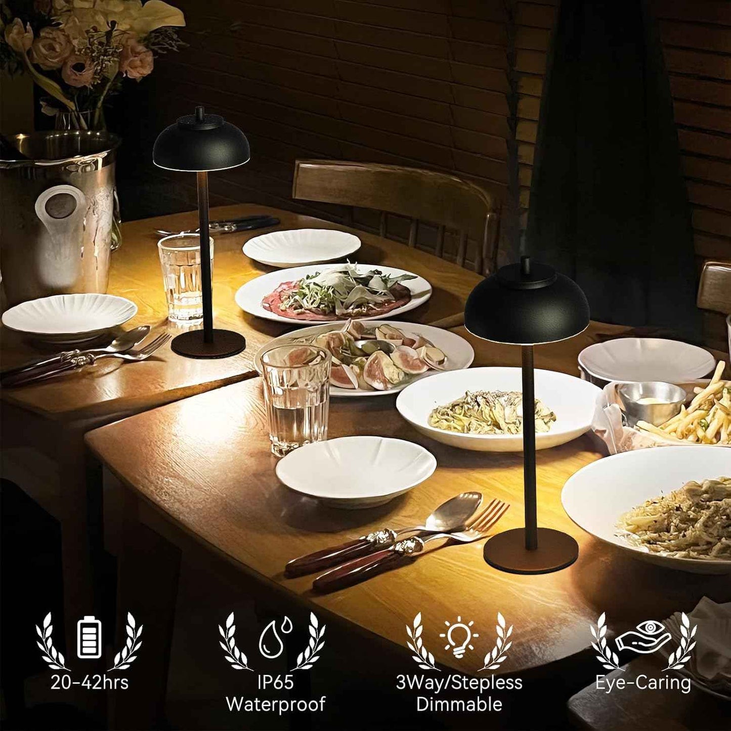 Moragin Matte Metal Rechargeable Accent Lamps 14-Inch – Dimmable Bedside Lamps for Cozy Home Ambiance