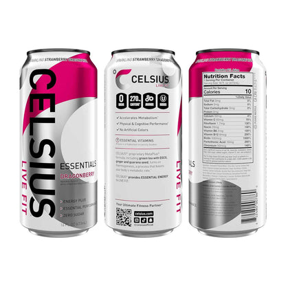 CELSIUS ESSENTIALS™ Sparkling Dragonberry Sugar Free Energy Drink – Daily Wellness Ritual for Mindful Hydration and Recovery