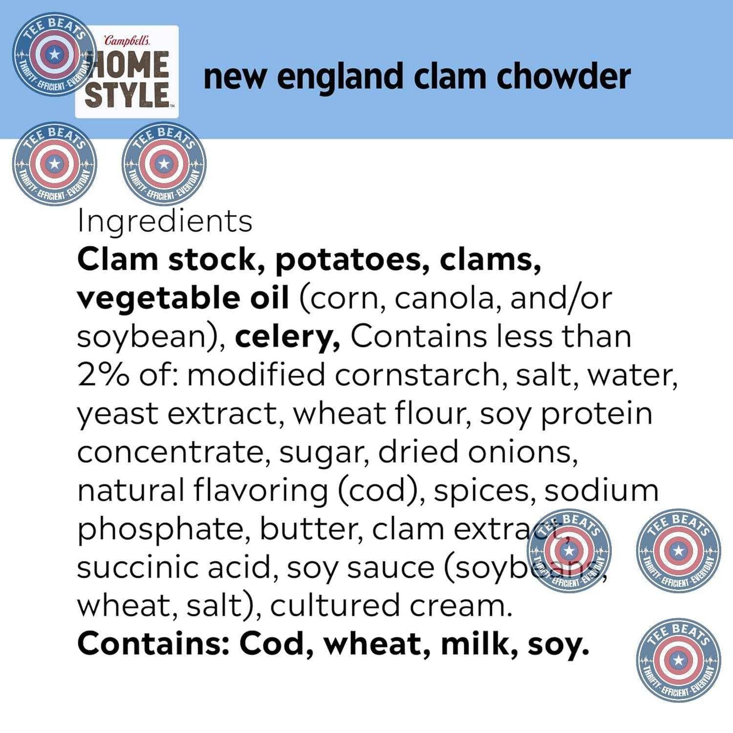 Campbell's Homestyle New England Clam Chowder Soup, 16.3 oz Can – One-Can Lunch for Simple Kitchen Counters