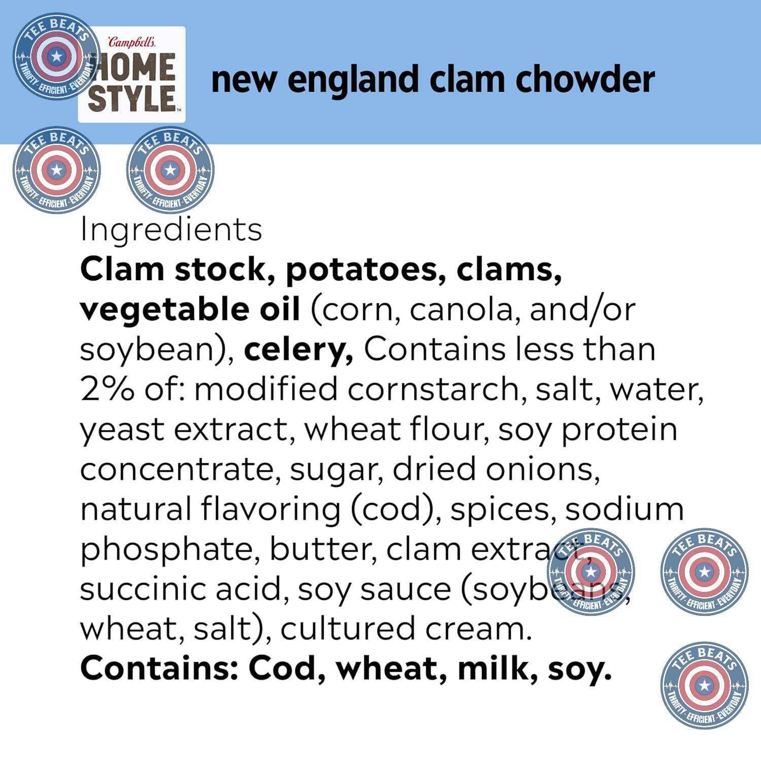 Campbell's Homestyle New England Clam Chowder Soup, 16.3 oz Can – One-Can Lunch for Simple Kitchen Counters