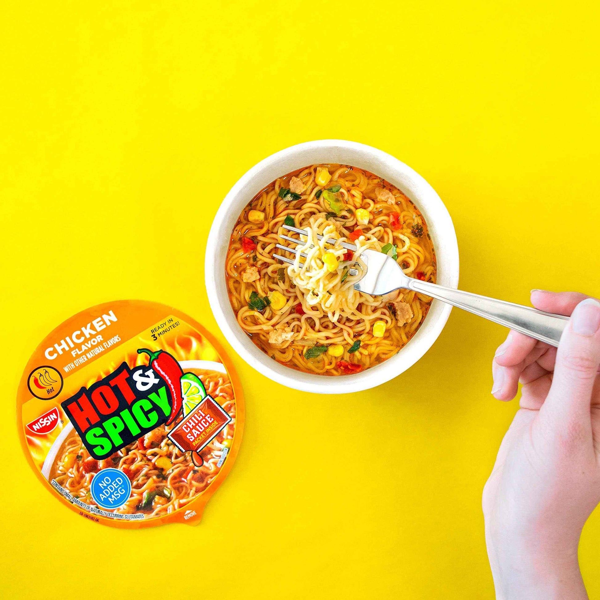 Nissin Hot & Spicy Fire Wok Sizzlin' Rich Pork – Late-Night Study Snack for College Dorm Desk, Ready in 6 Minutes