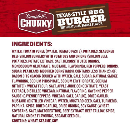 Campbell's Chunky BBQ Burger Soup – Mindful Pantry Meal for Solo Wind-Down, 18.8 oz Can