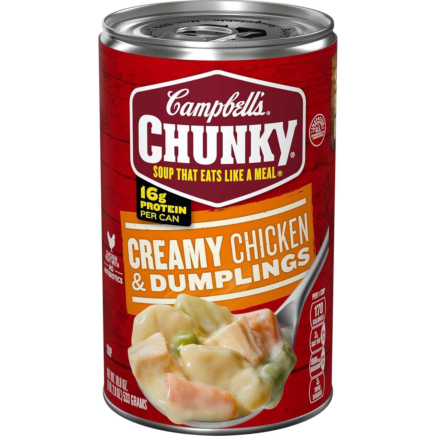 Campbell's Chunky Soup, Creamy Chicken and Dumplings – Ready-in-Minutes Desk Lunch for Busy Workdays