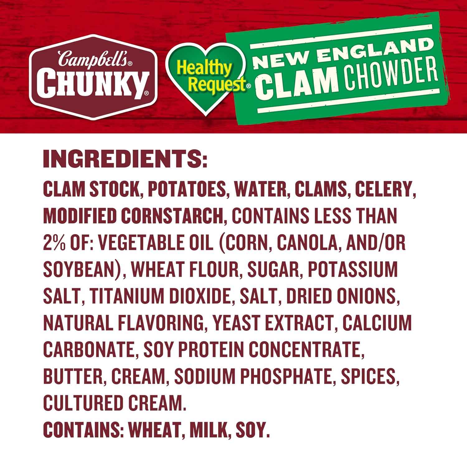 Campbell's Chunky Soup Healthy Request Clam Chowder 18.8 oz Can – Wholesome Pantry Meal for Mindful Weeknight Dinners, Microwavable