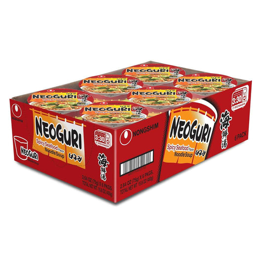 Nongshim Neoguri Spicy Seafood Ramyun – Comforting Microwavable Cup for Wind-Down Evenings and Self-Care Nights, 6-Pack