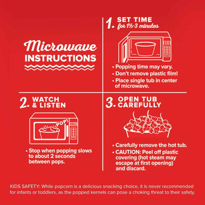 Orville Redenbacher's Movie Theater Butter Microwave Popcorn + Tub – Cozy Housewarming Gift for Movie Lovers