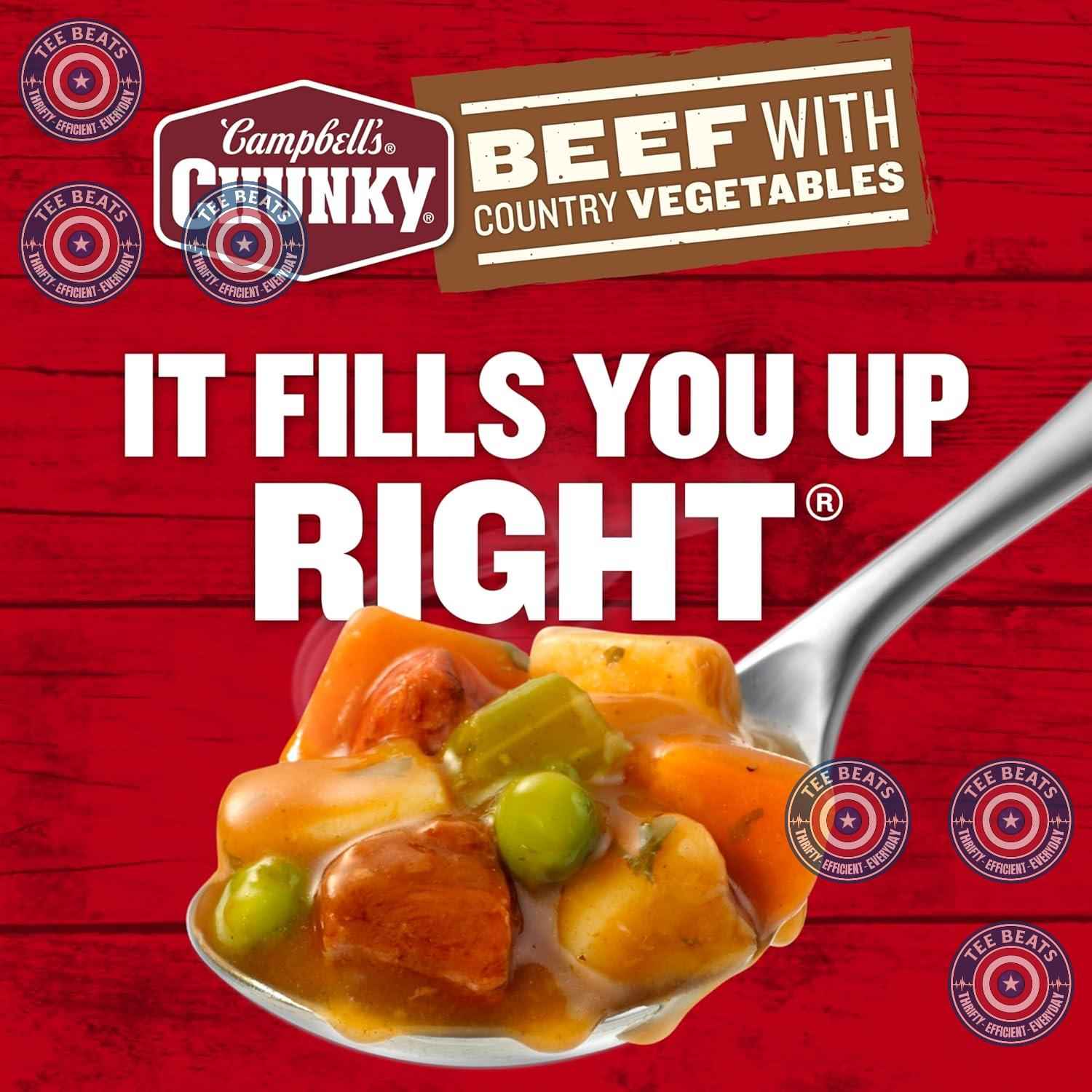 Campbell's Beef Soup with Vegetables – Lightweight No-Refrigeration Meal for Backcountry Huts, 18.8 Oz