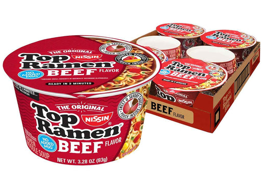 Nissin Top Ramen Bowl – Clean-Label Pantry Staple with No Added MSG, Chicken Flavor 6-Pack