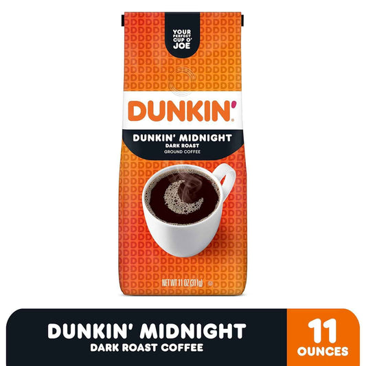 Dunkin' Midnight Dark Roast Coffee – Heartfelt Valentine's Day Gift for Her, Ready-to-Brew 11 oz