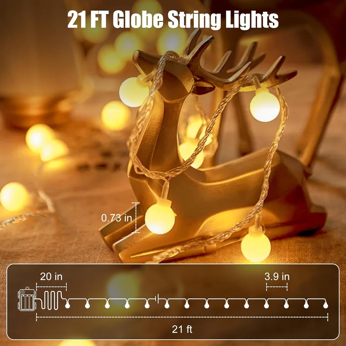 Minetom Battery Operated Globe String Lights – Thoughtful Birthday Gift for Her, Cozy Bedroom & Dorm Decor