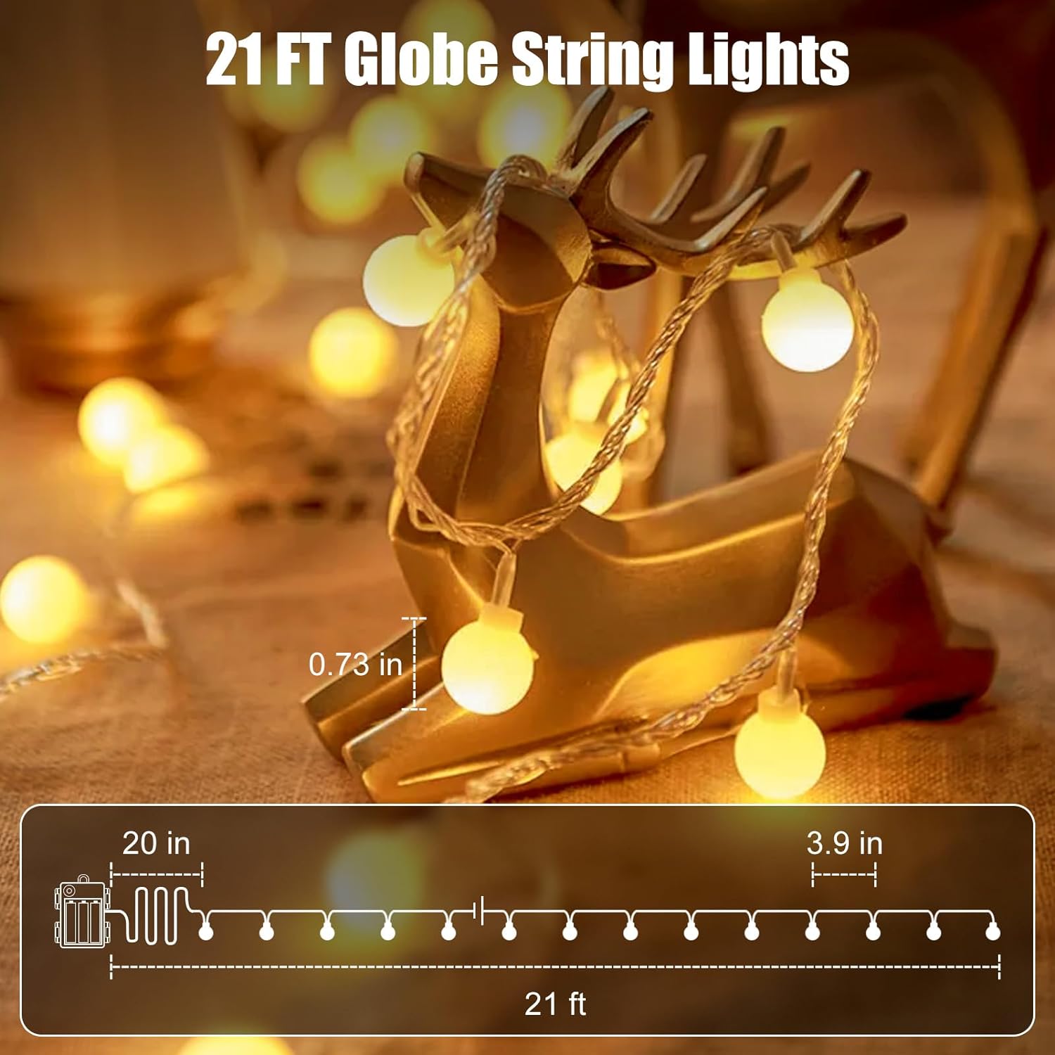 Minetom Battery Operated Globe String Lights – Thoughtful Birthday Gift for Her, Cozy Bedroom & Dorm Decor