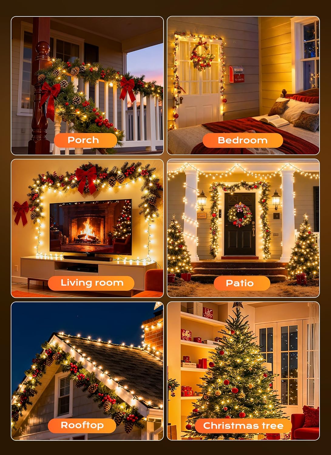 Minetom LED String Lights – Flameless Indoor Lighting, Shatterproof Bulbs Safe Around Kids and Pets