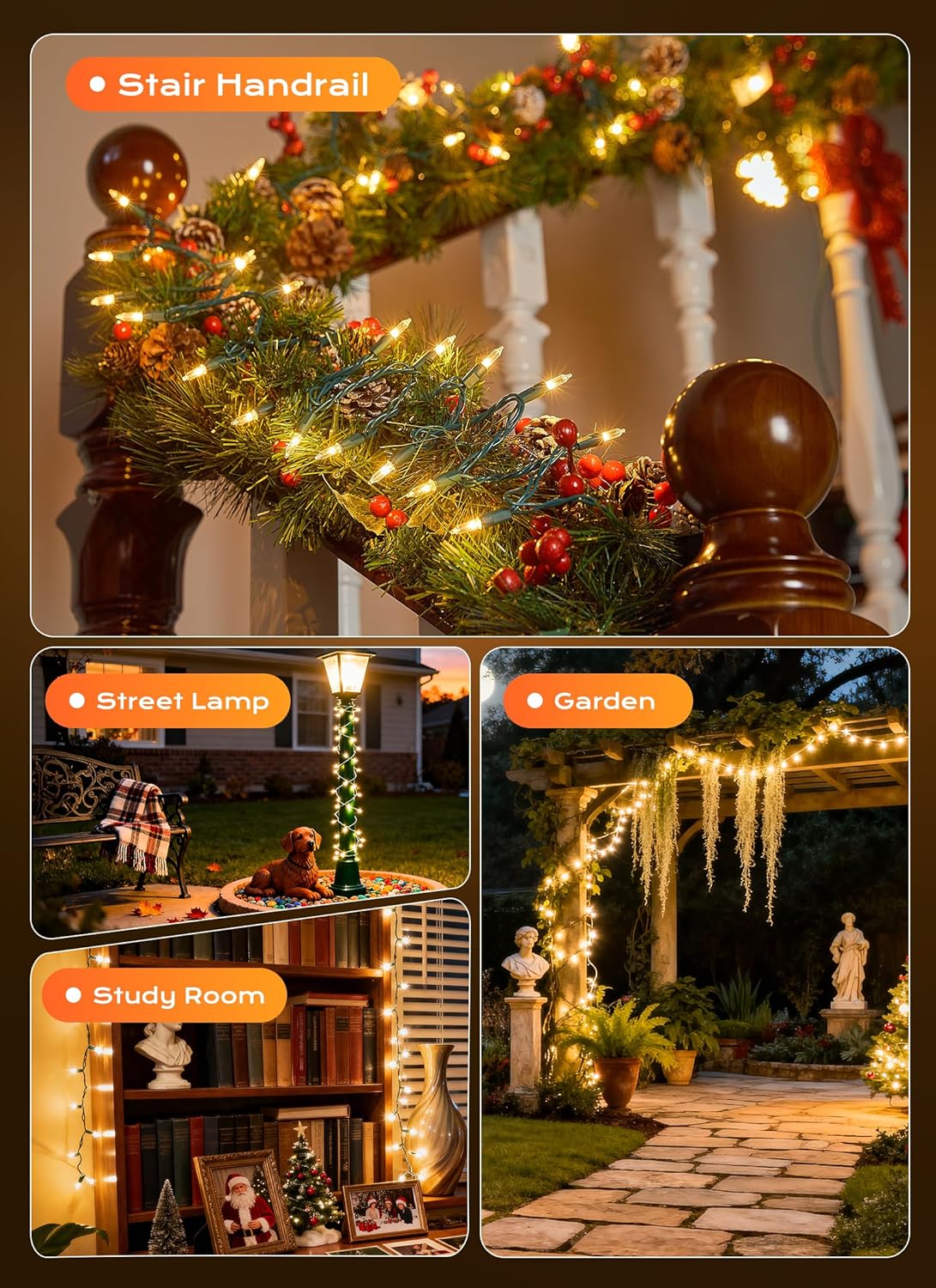 Minetom LED String Lights – Flameless Indoor Lighting, Shatterproof Bulbs Safe Around Kids and Pets