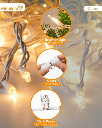Minetom Waterproof String Lights – Patio & Balcony Railing Decor, IP44 Outdoor Rated