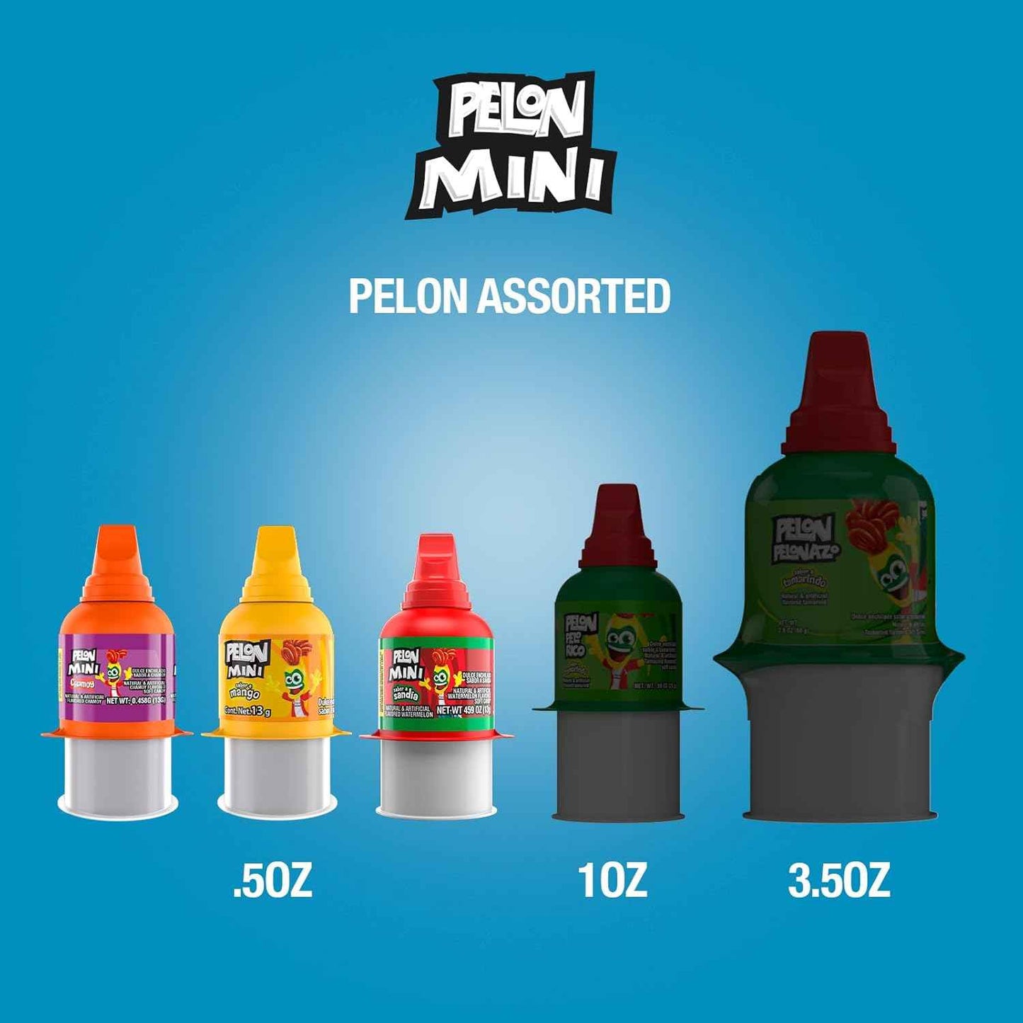 Pelon Pelo Rico Mini Squeeze Candy – Portable Mexican Snack for Picnics and Camping, Assorted Watermelon Mango Chamoy 18-Pack